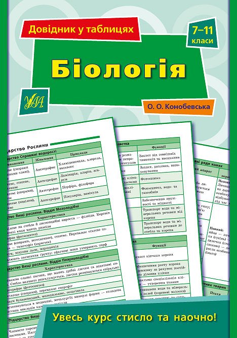 Книга УЛА Справочник в таблицах Биология 7–11 классы 01345