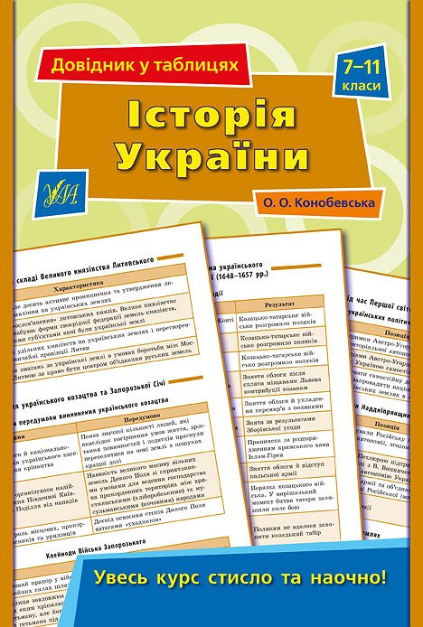 Книга УЛА Справочник в таблицах История Украины 7–11 классы 01428