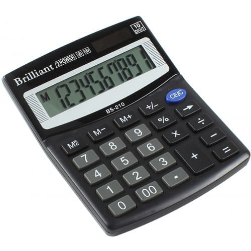 Калькулятор Brilliant 10-розрядний 100х125х15мм полупрофесійний ВS210NR