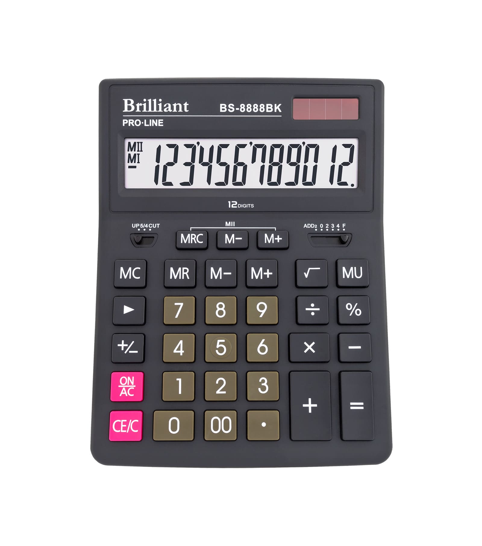 Калькулятор Brilliant 12-розрядний настільний 2 живлення BS-8888BK
