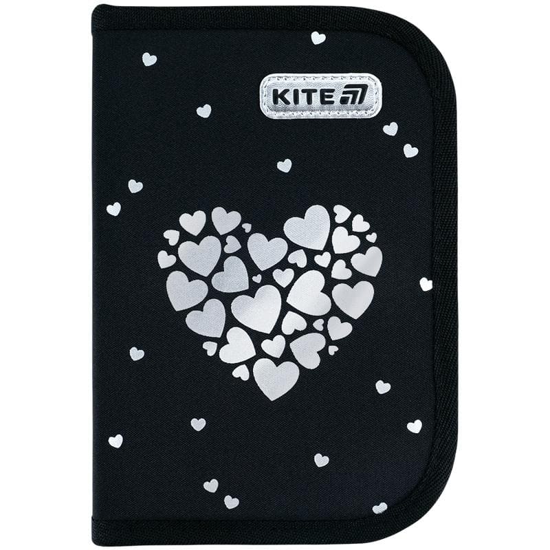 Пенал Kite 1 отделение 2 отворота без наполнения Black&Silver K26-622-5 Под заказ
