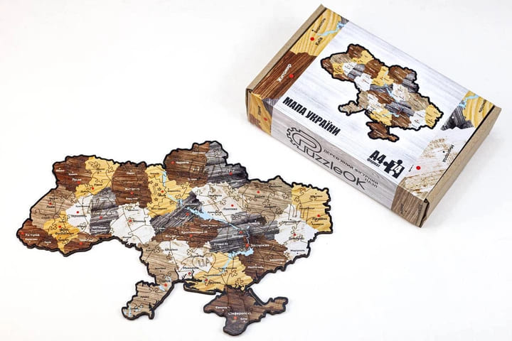 Пазл PuzzleOK фігурний дерев'яний Карта України A4 74ел PuzA4-01220