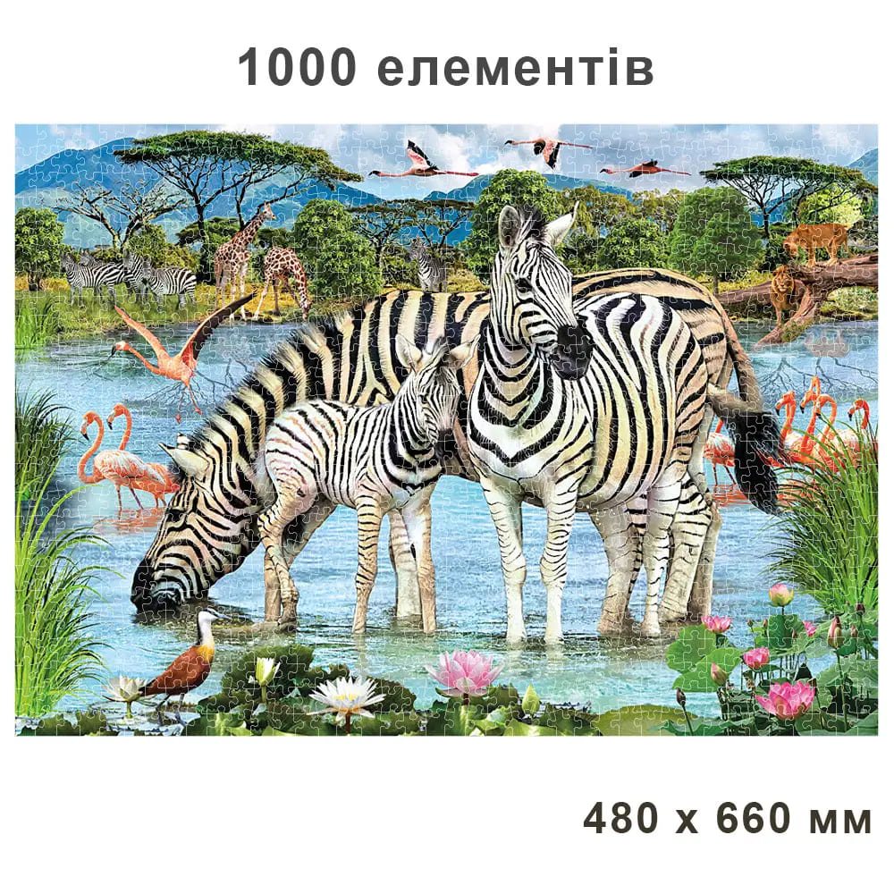 Пазли Зебри на водопої 1000 елементів