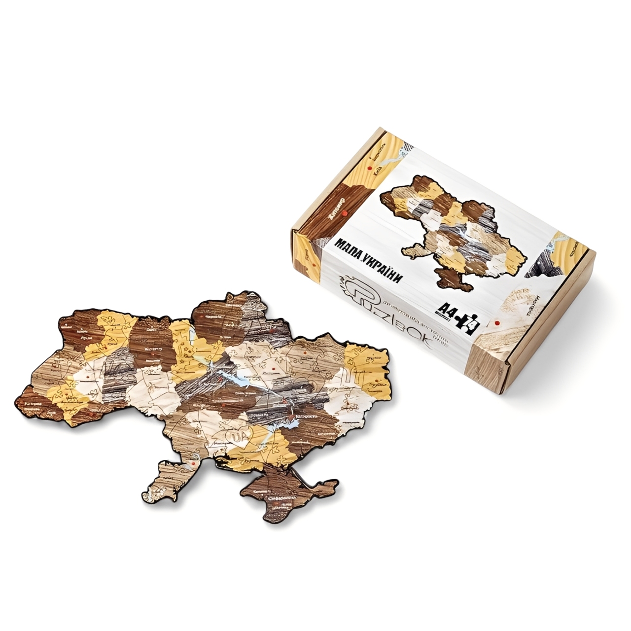 Пазл PuzzleOK фігурний дерев'яний Карта України A3 122ел PuzA3-01210