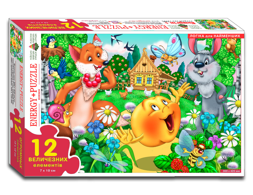 Игра-пазл Колобок 12 элементов в коробке