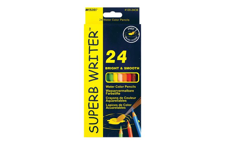 Олівці кольорові Marco 24кол акварельні з пензликом Superb Writer 4120-24CB