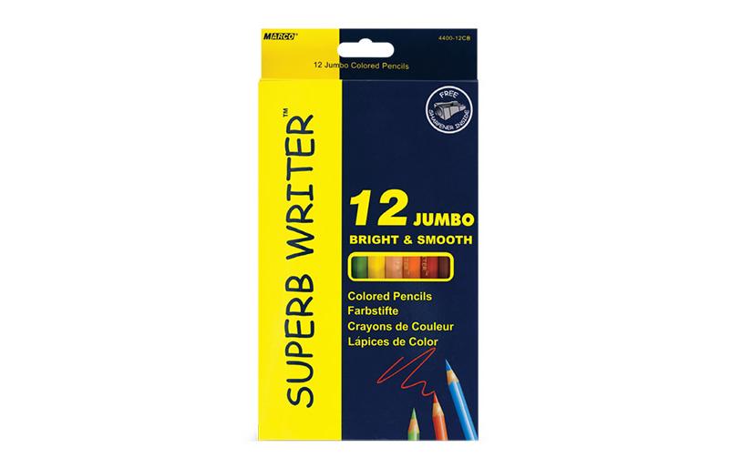 Карандаши цветные Marco 12цв с точилкой Superb Writer Jumbo 4400-12CB