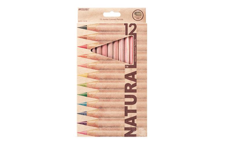 Карандаши цветные Marco 12цв с точилкой Natural-Cedarlite Jumbo 6400-12CB