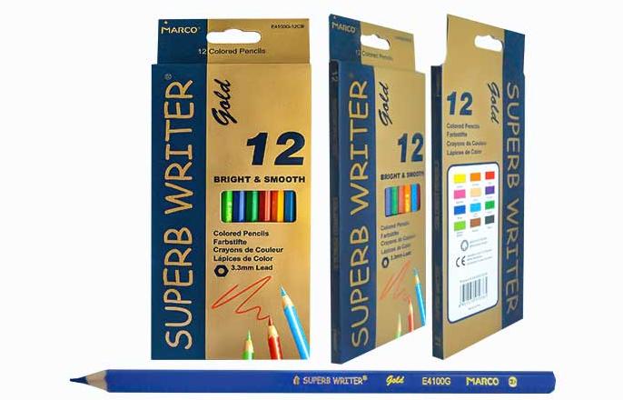 Карандаши цветные Marco 12цв Superb Writer Gold E4100G-12CB
