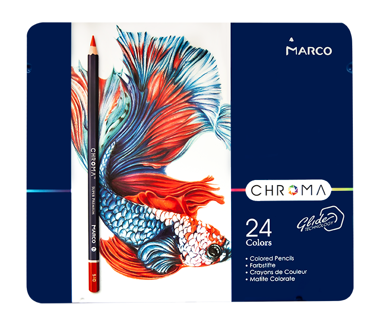 Олівці кольорові Marco 24кол у металевому пеналі Chroma 8010-24TN