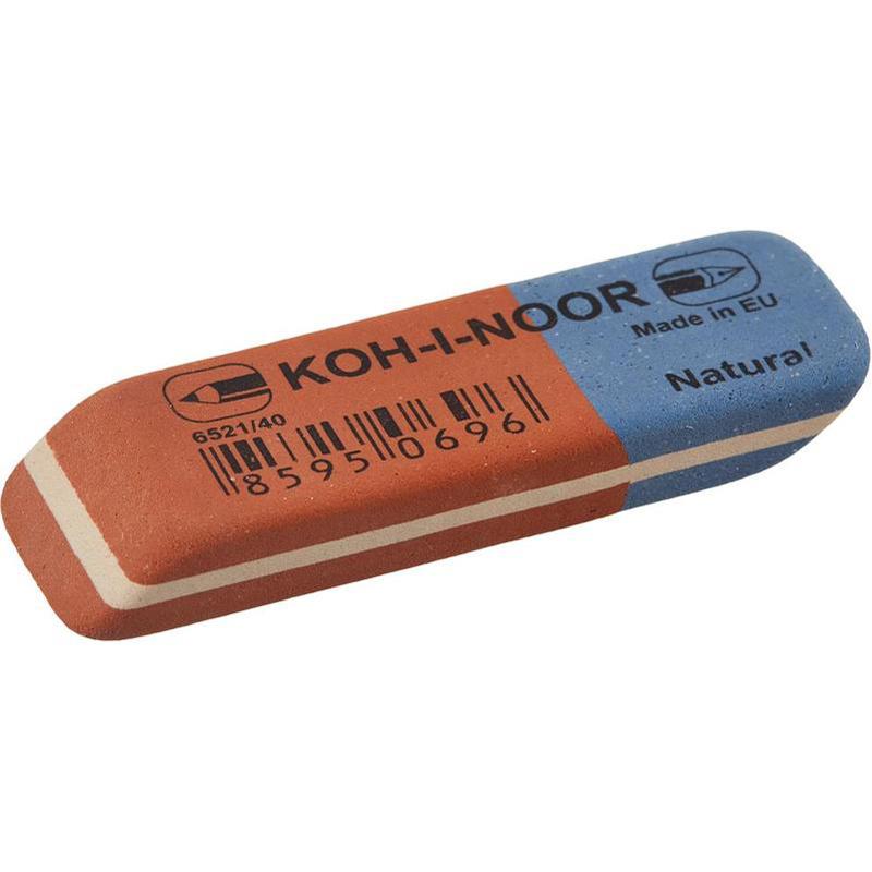 Ластик KOH-I-NOOR BlueStar 60х20мм червоно-синій 6521-40