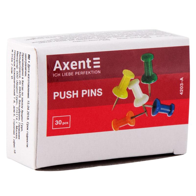 Кнопки-цвяхи Axent кольорові 30шт 4203