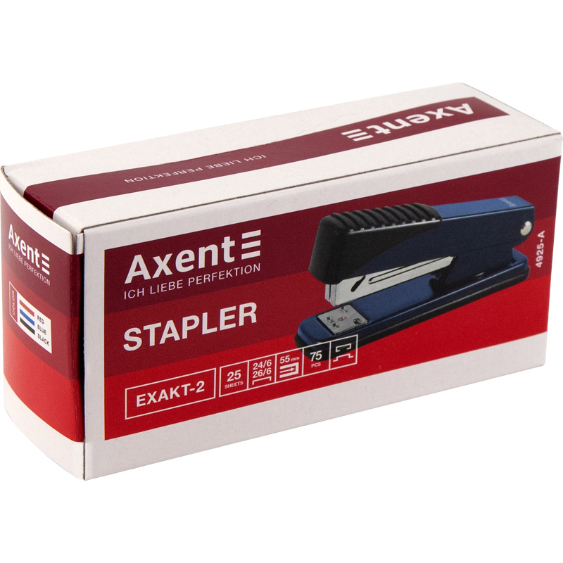 Степлер Exakt-2 Axent №24 25арк металевий червоний 4925-06-A