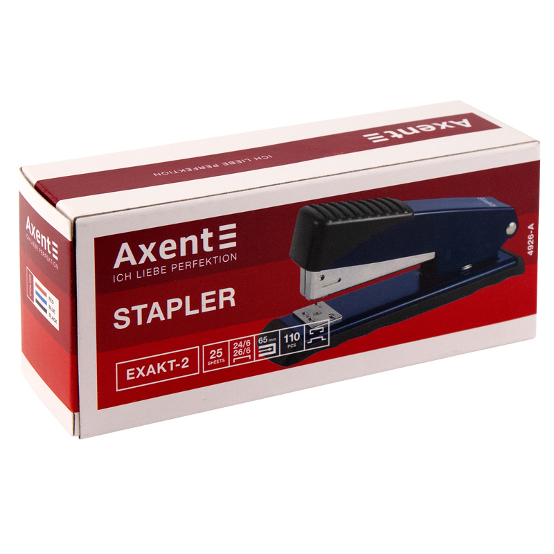 Степлер Exakt-2 Axent №24 25арк металевий червоний 4926-06-A