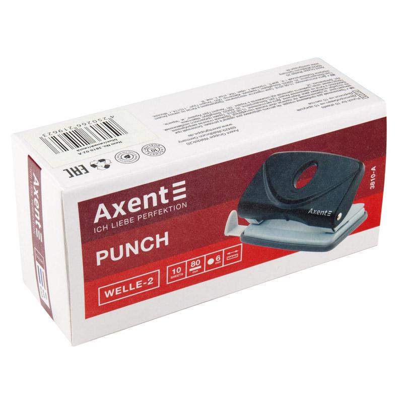 Дырокол Axent Welle-2 до 10л пластик черный 3810