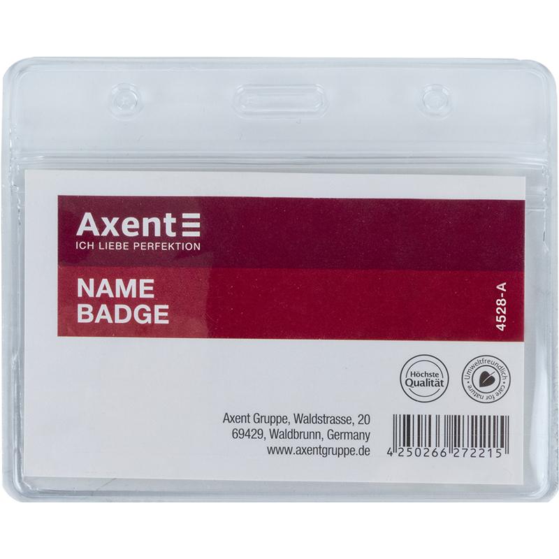 Бейдж горизонтальний Axent 88х54мм замок zip lock твердий 4528