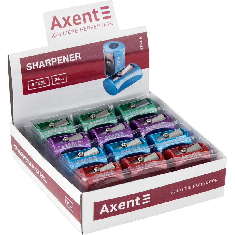 Чинка металева з контейнером Steel Axent 8мм 1159-A