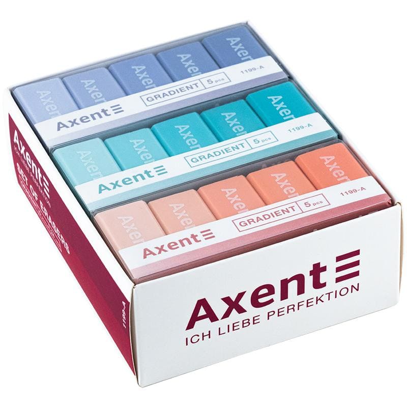Ластик Axent набір 5шт у пластиковому боксі Gradient 1199-A