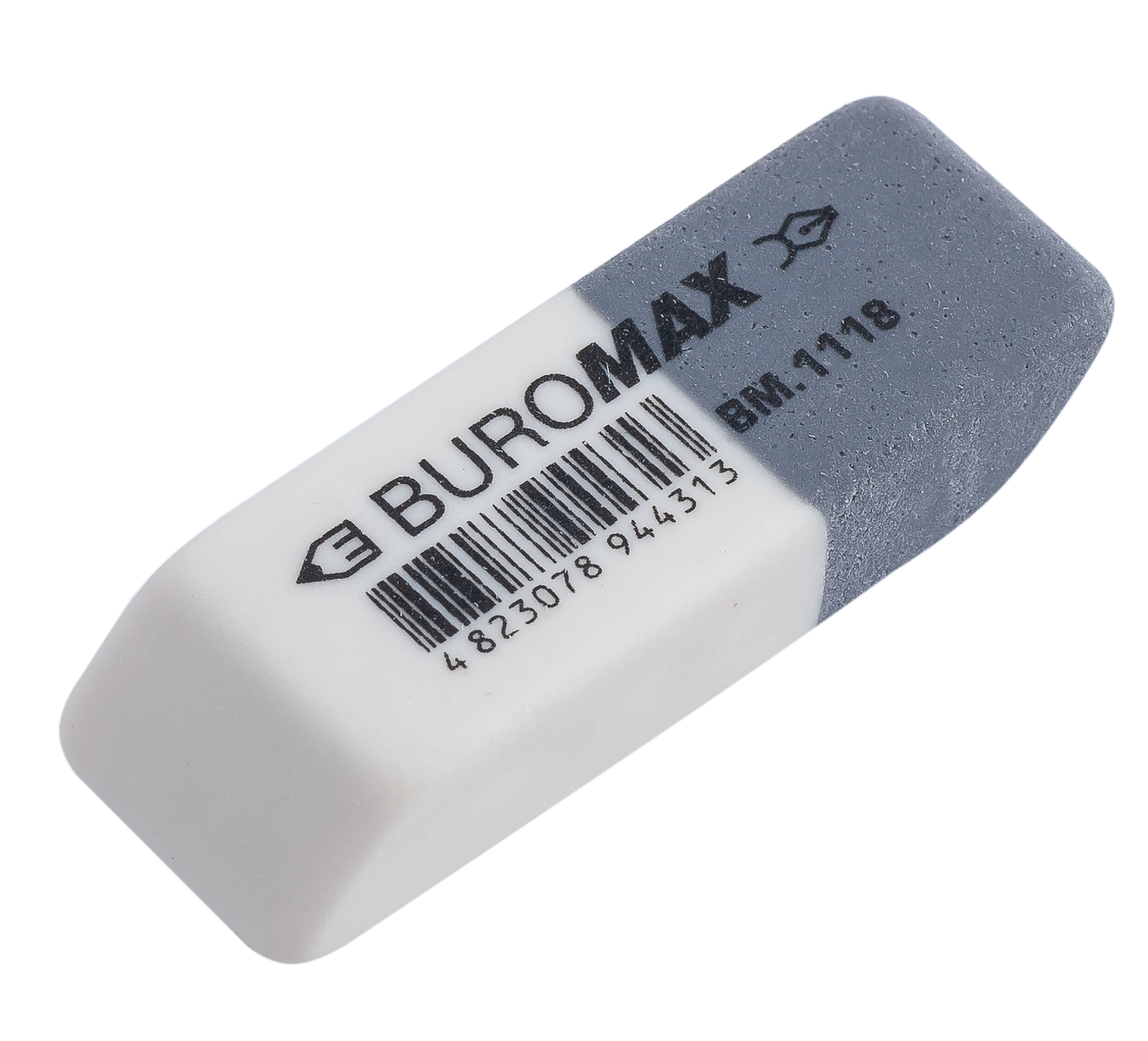 Ластик BUROMAX 41х14х8ммподвійний біло-сірий S BM.1118