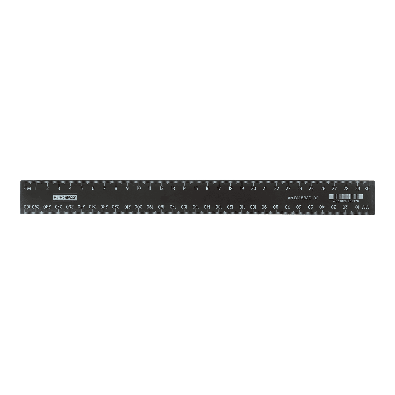 Линейка пластиковая BUROMAX 30см черная ВМ.5830-30