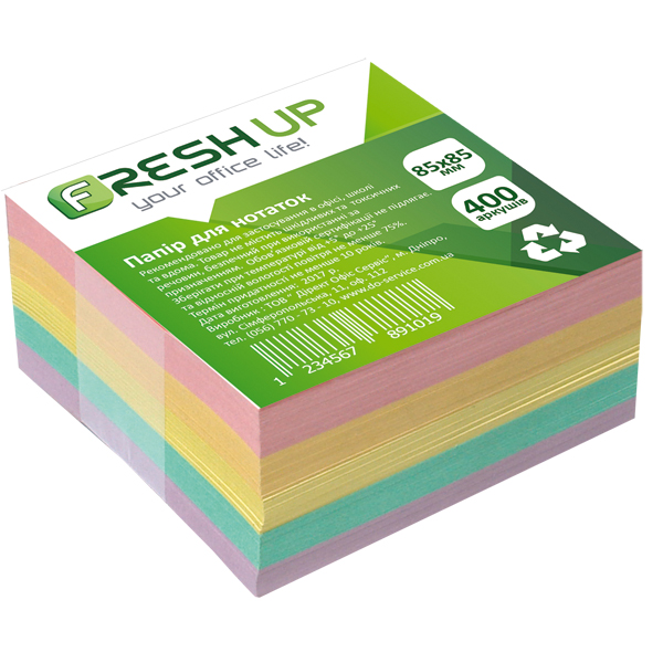 Блок паперу Класика Fresh Up 85х85мм асорті 400арк проклєен