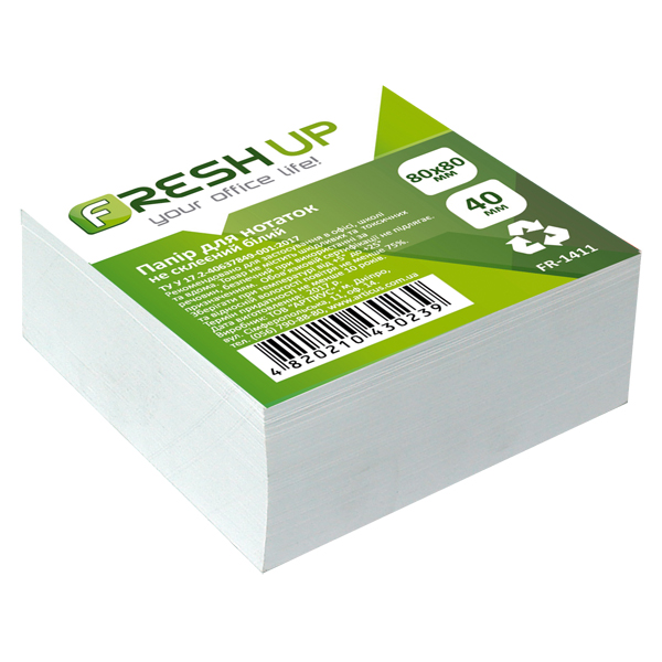 Блок паперу Premium Fresh Up білий 80х80мм 400арк не проклєен FR-1411