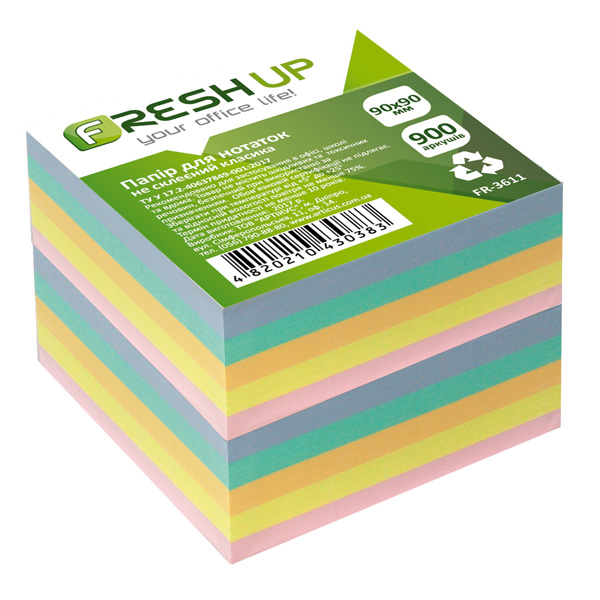 Блок паперу Класика Fresh Up 90х90мм асорті 900арк не проклєен