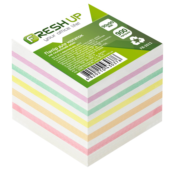 Блок паперу Fresh Up 90х90мм асорті 900арк не проклєен