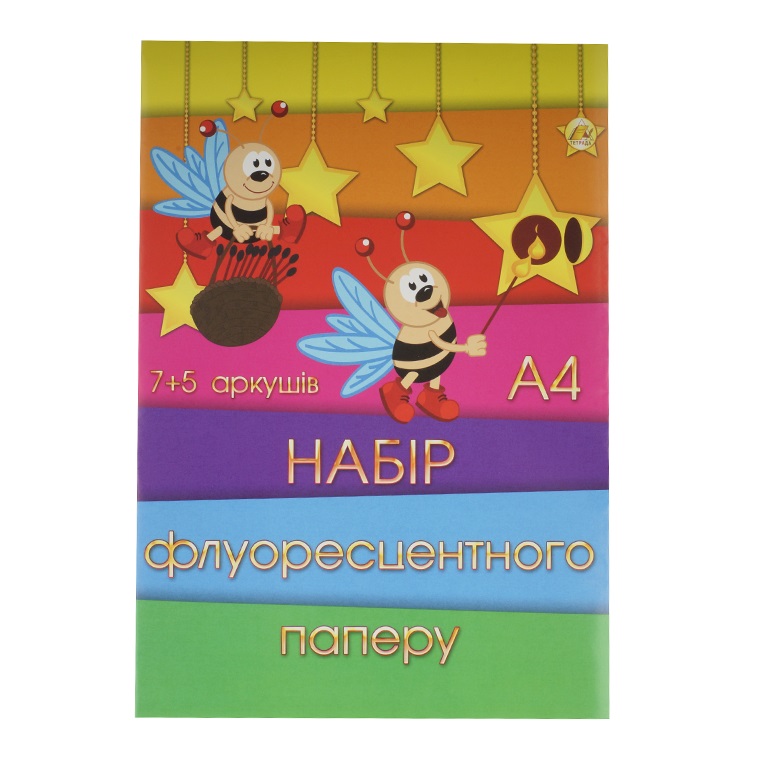 Папір кольоровий Тетрада А4 12арк 7кол+5 флуор 55г ТЕ260