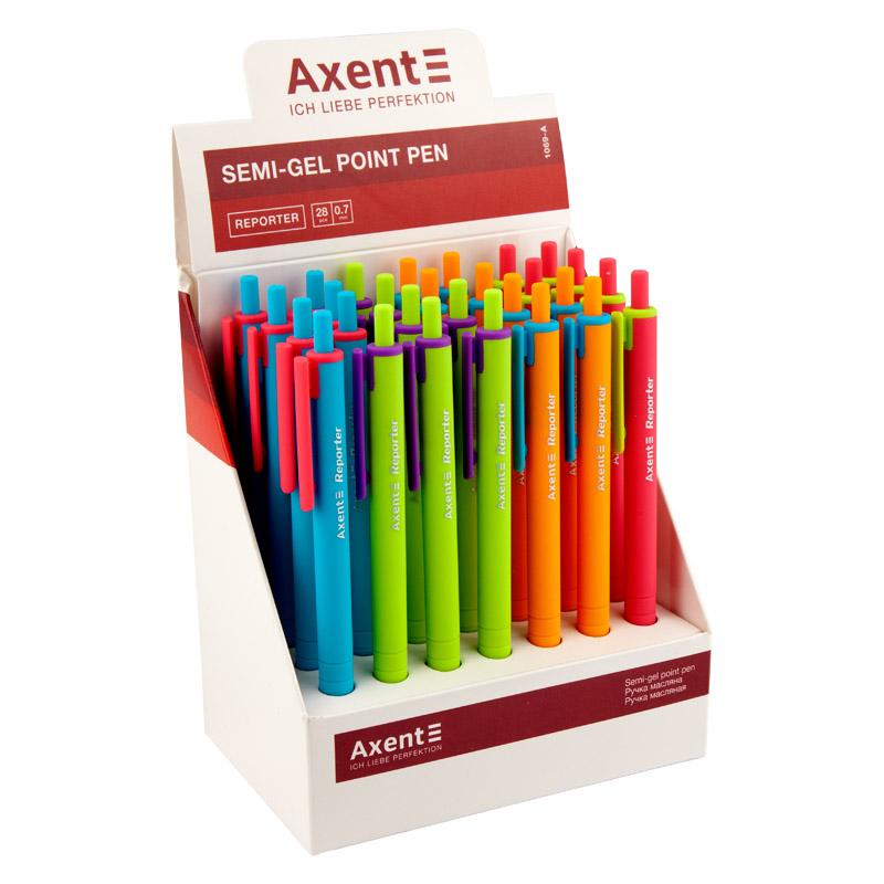 Ручка масляна автоматична Axent 0,7мм Reporter Color синя AB1069-02-A
