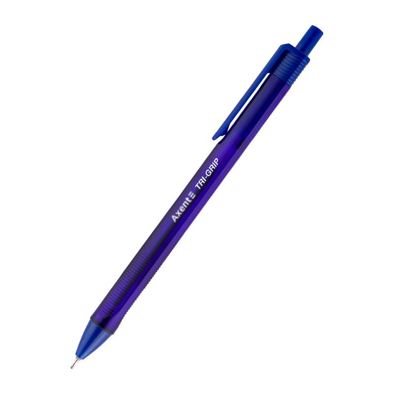 Ручка масляна автоматична Axent Tri-Grip 0.7мм синя AB1081-02-А