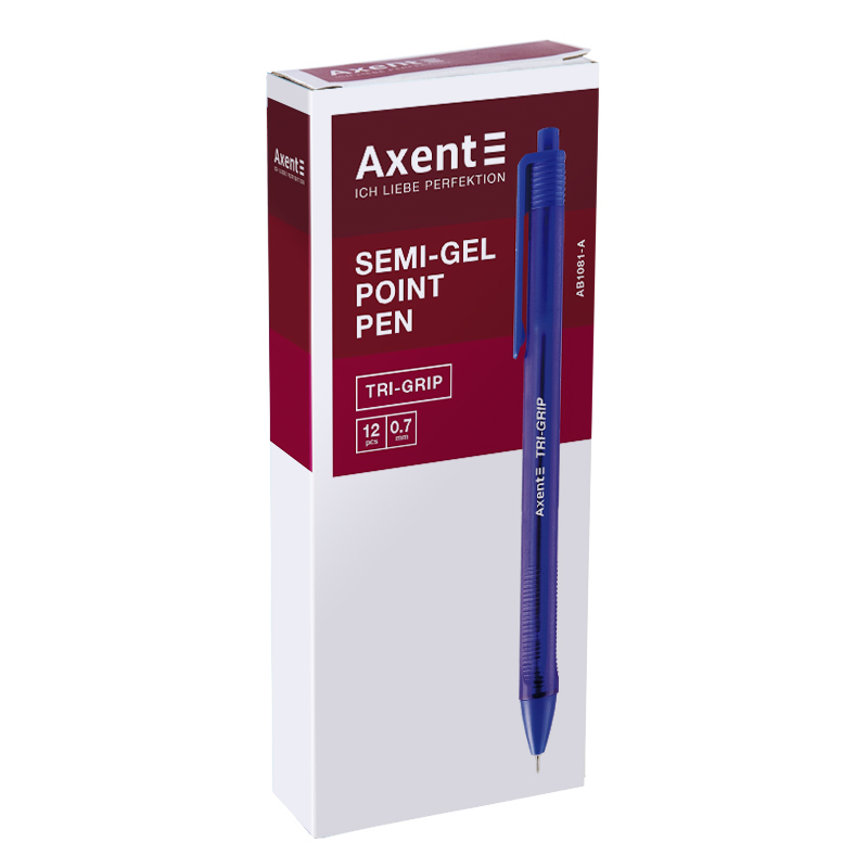Ручка масляна автоматична Axent Tri-Grip 0.7мм синя AB1081-02-А