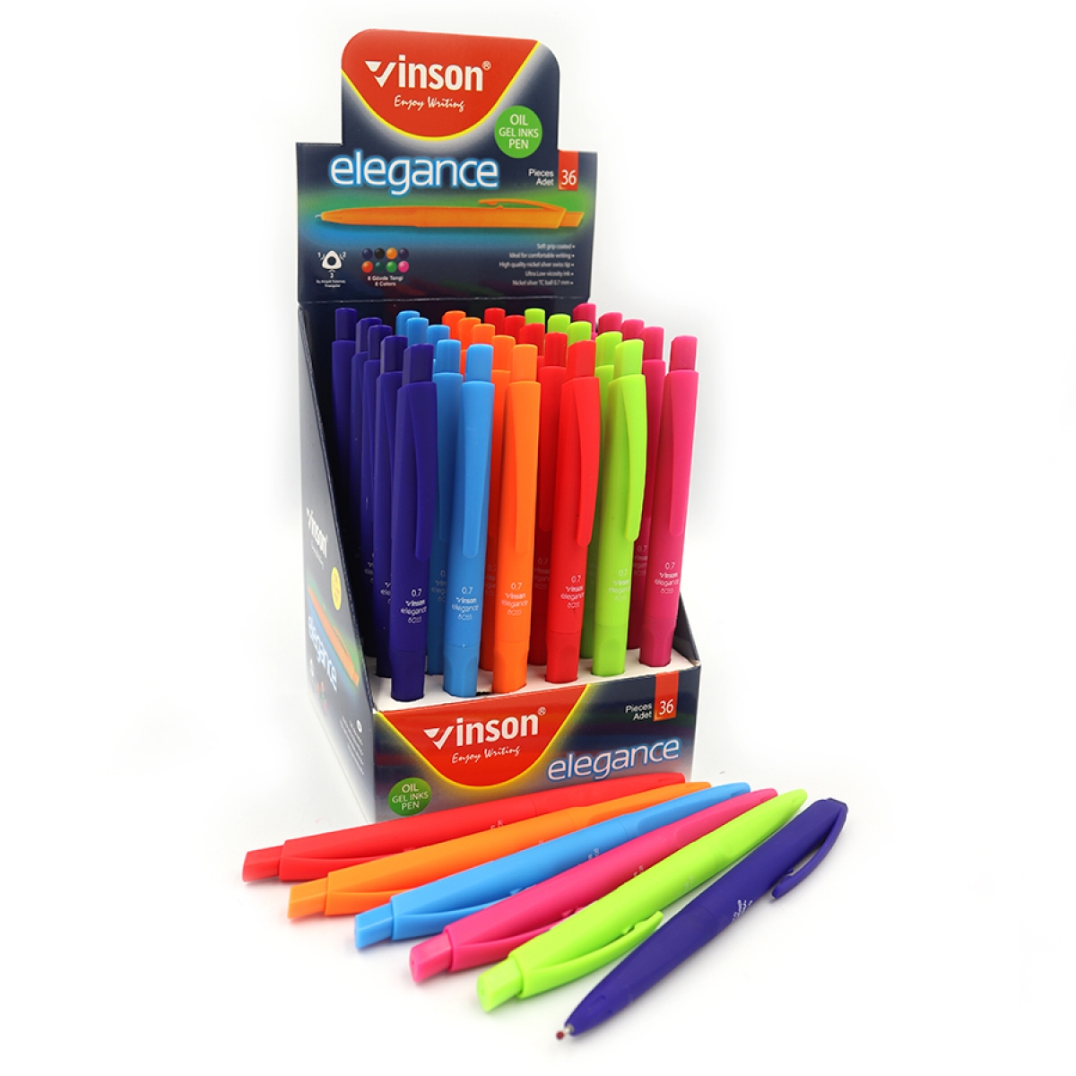 Ручка масляна автоматична Vinson 0,7мм синя soft touch Elegance mix 8055C