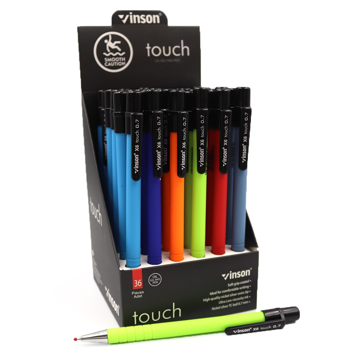 Ручка масляна автоматична Vinson 0,7мм синя soft touch Touch mix X6