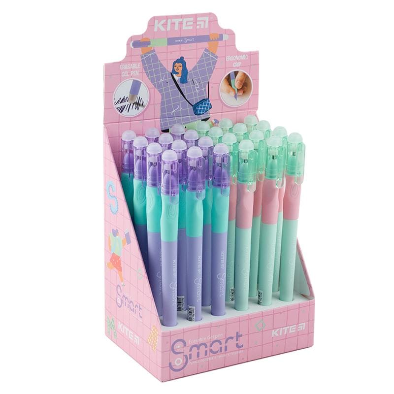 Ручка гелева пиши-стирай Kite 0,5мм синя Smart-5 K23-098-2