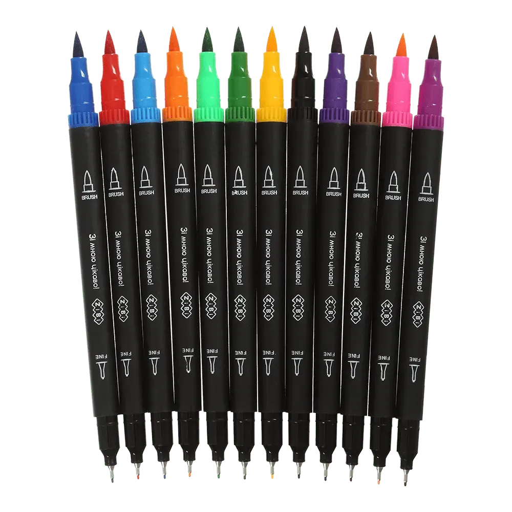 Набор лайнеров ZiBi 12цв двусторонний пенал KIDS LINE ZB.2851