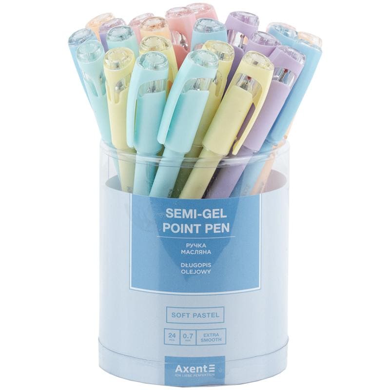 Ручка масляная Axent 0.7мм Soft Pastel синяя AB1102-02-А