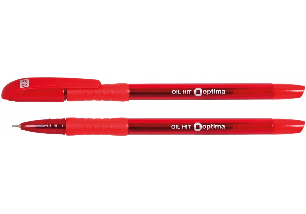 Ручка масляная Optima Oil HIT красная O15630-03