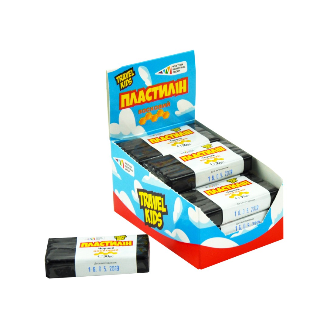 Пластилин Восковой Гамма TRAVEL KIDS черный 30г 333104