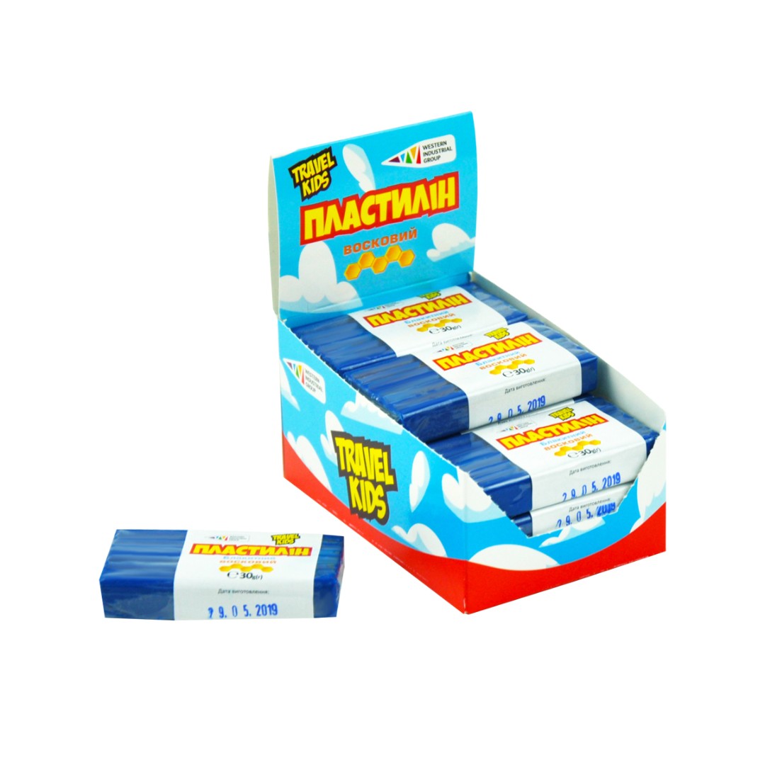 Пластилин Восковой Гамма TRAVEL KIDS голубой 30г 333110