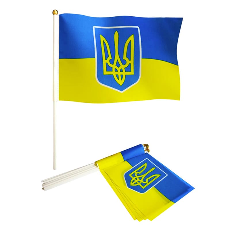Прапор України Герб 14х21см з палочкою 166560