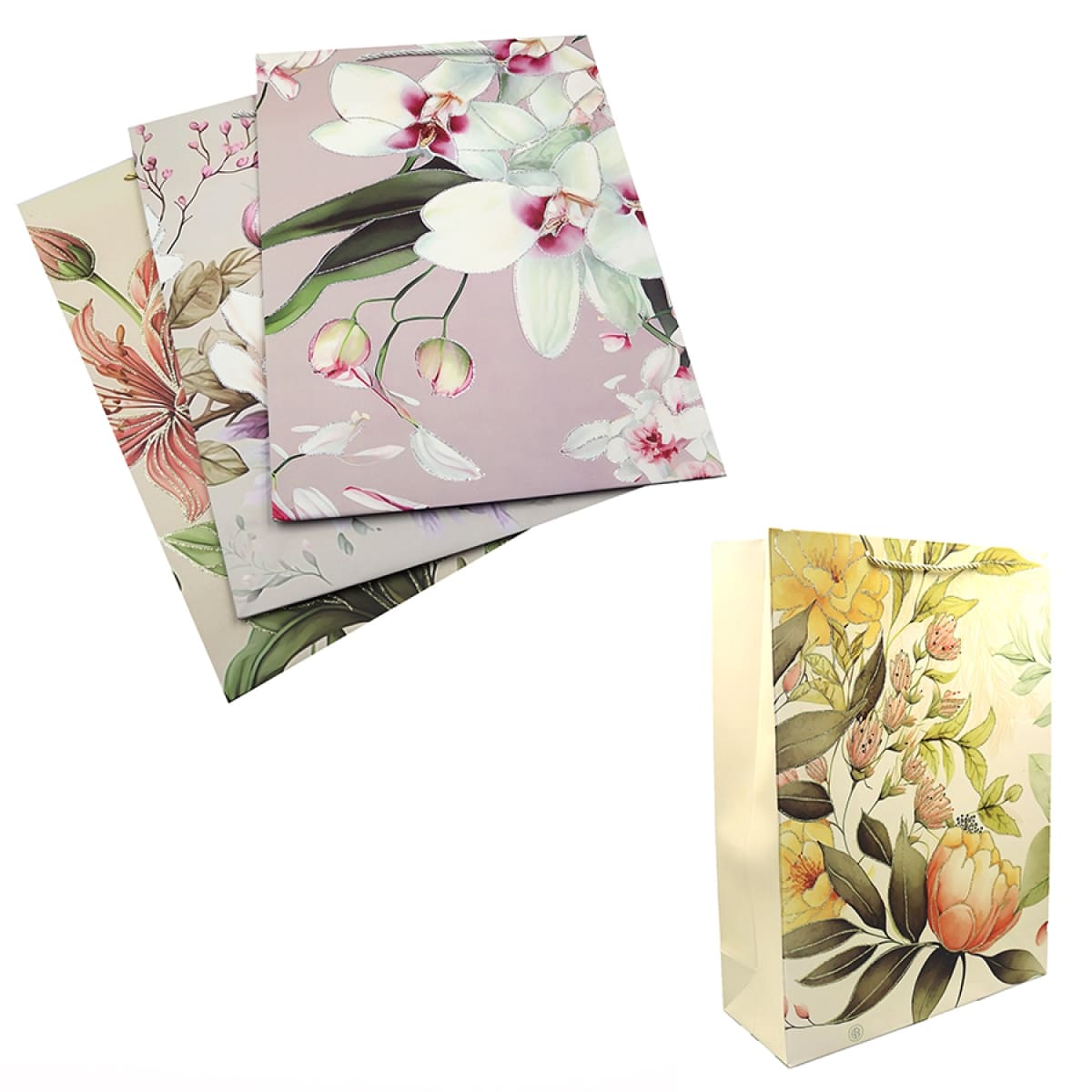 Пакет подарунковий картонний 41.5х30х12см Flowers mix4 DSCN2979