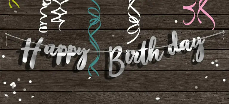 Гірлянда паперова Happy Birthday срібло прописом 1,5м GR-01 silverENG