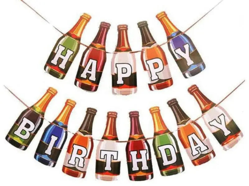Гірлянда паперова Happy Birthday пляшечки 2,5м bottles