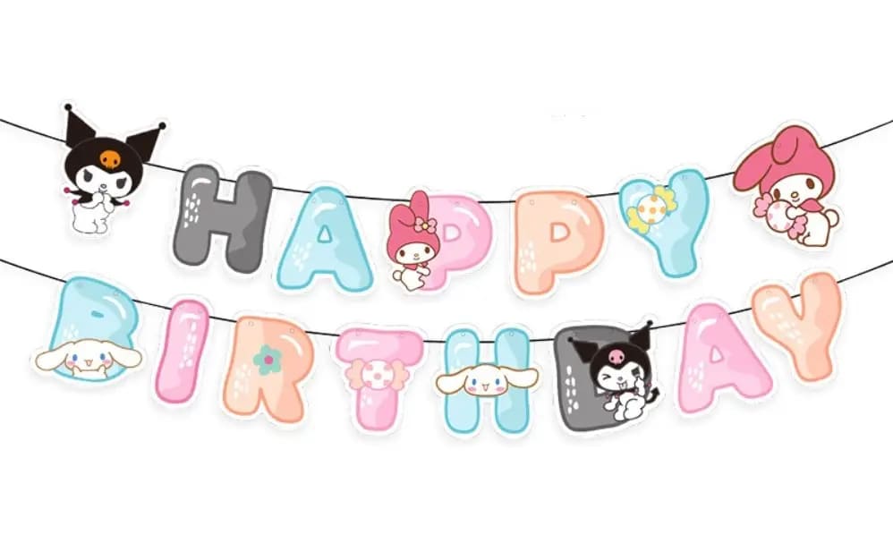 Гірлянда паперова Happy Birthday Куромі 2,5м Kuromi
