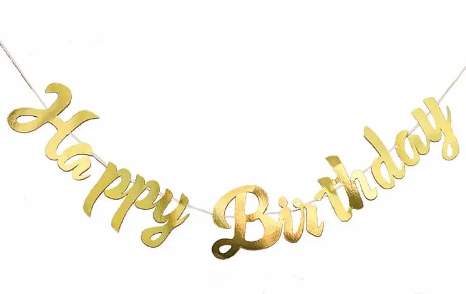 Гірлянда паперова Happy Birthday золото прописом 1,5м GR-01 goldENG