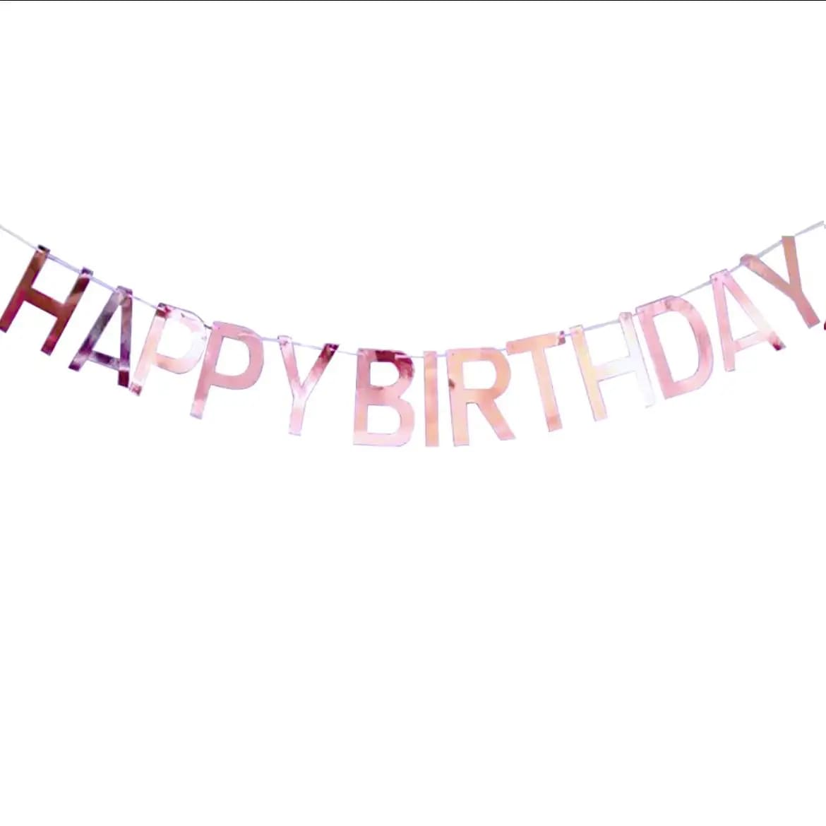Гірлянда паперова Happy Birthday літери рожеве золото 2м Letters rose gold