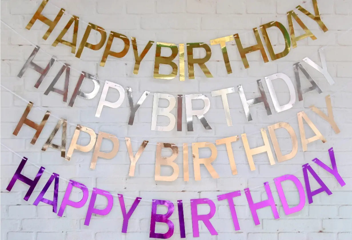 Гірлянда паперова Happy Birthday літери золото 2м Letters gold
