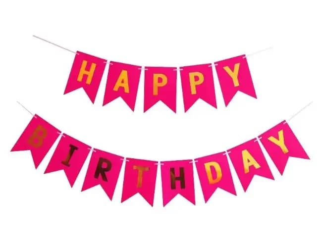 Гірлянда паперова Happy Birthday малинові прапорці 3м 1204-0006
