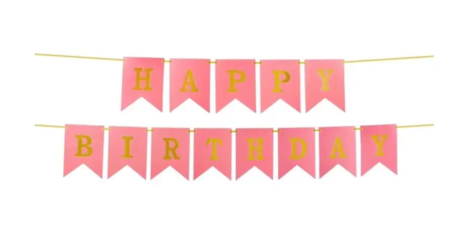 Гірлянда паперова Happy Birthday коралові прапорці 3м 1204-0005